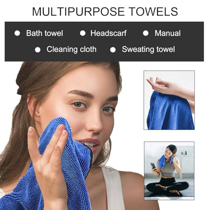 Tefola Wipes Shower Cleaning Cloths, Drying Towel, Super Absorbent Microfiber Bath Towels, Soft Microfiber Cleaning Cloth for Shower, Car, Home, Office, Set of 3 (Blue, 40 * 60cm) - color: Blue