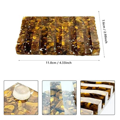 Draining Resin Soap Dish Tray for Shower & Sink, Tiger’s Eye Look Embedded Speckle Design, Quick‑Drain Ridges Keep Bar Soap Dry, Non‑Slip Feet, Gift‑Ready Box, vinsiora Single Soap Holder