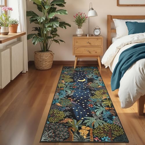 GarveeHome Jungle Animal Washable Area Rug - color: Blue, size: 3' x 7' (Rectangular)