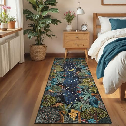 GarveeHome Jungle Animal Washable Area Rug - color: Blue, size: 3' x 7' (Rectangular)