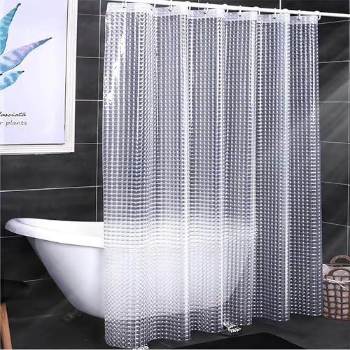 Clear Shower Curtain Liner, 100% Waterproof EVA 3D Shower Curtains with 3 Duty Heavy Bottom Magnets and 12 Rust Proof Grommets, 72x72 Weighted Shower Liner for Shower Stall, Bathtubs - color: Clear Square