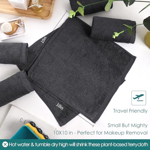Face Washcloths 12 Pack,Super Soft Makeup Remover Towel,10''x10'',Grey | 100% Viscose,Gently Wash Face for Sensitive Skin,Soft,Easy Rinsed,Hanging Loop,Fast Dry,Face Cleans,Bathroom,Travel Use - color: Grey, size: 10x10 inch-12 Pack