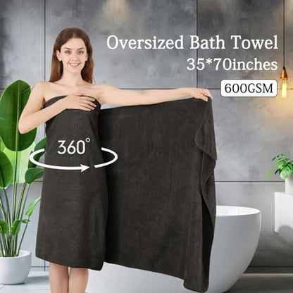 Extra Large Bath Towels Set 35x70 Inches - Dark Coffee Luxury 600 GSM Oversized Bath Sheet Towel,Ultra Soft Microfiber - Quick Dry,Highly Absorbent Shower Towels Spa Hotel Bathroom Towel Set (4-Pack) - color: Coffee Set, size: 4-Piece Set