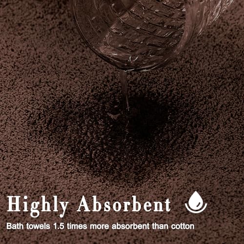 SEISSO Bath Towels, Extra Absorbent & Quick Drying Lightweight Fiber Towels, Premium Big Soft Bath Towel for Fitness, Spa, Sports Towels, Yoga Towel, Brown(4 Pack) - color: Brown