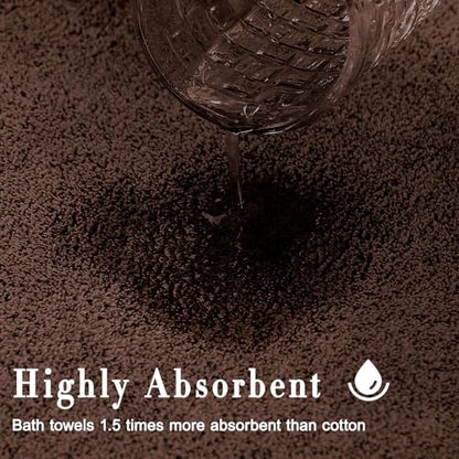 SEISSO Bath Towels, Extra Absorbent & Quick Drying Lightweight Fiber Towels, Premium Big Soft Bath Towel for Fitness, Spa, Sports Towels, Yoga Towel, Brown(4 Pack) - color: Brown