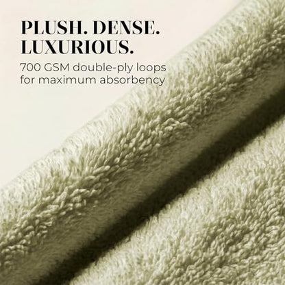 12 Pack Organic Cotton Washcloths, 700 GSM, 13x13in – Sage Green | Plush face towels set, soft, absorbent, quick-drying wash cloths for showering, GOTS & Oeko-TEX, baby face cloths, 13x13 in - color: Sage Green