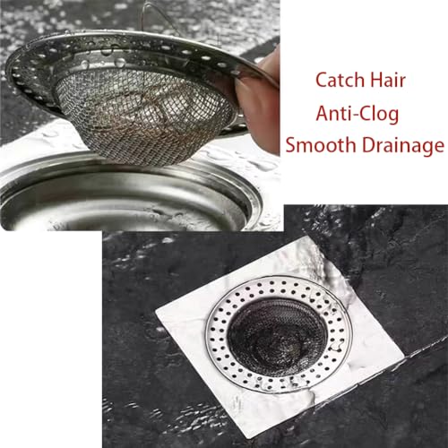 2 Shower Drain Hair Catcher, Shower Drain Basket, SS Mesh, Fits 3-Inch Hole | Easy to Clean SS Mesh Hair Trap, Reusable Anti-Clog Drain Strainer for Bathroom Sink, Drain & Tub, 3" Inner Dia Holes - size: Shallow-2 Pcs