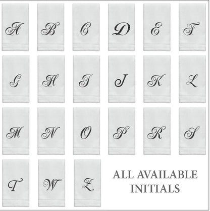 Personalized Initial Fingertip Towels - 2 Pack 11x18 - Black Embroidery On White Towel, Modern Monogrammed Towels, Great Personalized Initial Gift for Women, Teachers, Friends, Bridesmaids Initial M - color: M