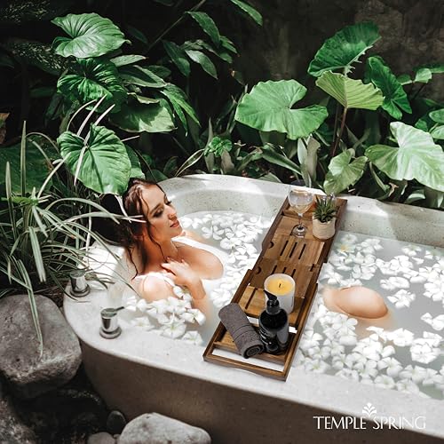 Foldable Bathtub Tray, Unique Design Selfcare Bathroom Caddy, Acacia Spa Bathroom Tray, Wooden Bathtub Accessories, Wedding Gift/Birthday Gift/New Home Bath Table – Not Teak - color: Foldable Acacia