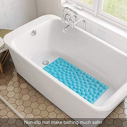 Non-Slip Bathtub Mat OTHWAY Soft Rubber Bathroom Bathmat with Strong Suction Cups (Blue) - color: Blue, size: 31.5" x 16" (Rectangular)