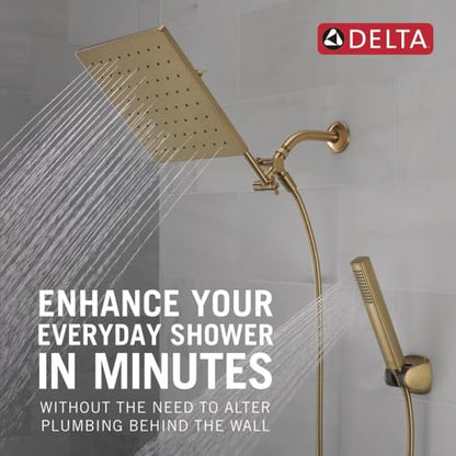 Delta Faucet 10-inch Raincan Shower Head and Hand Held Shower Combo, Gold Square Shower Head, Rainfall Shower Head, Hand Shower, High Pressure Shower, 1.75 GPM Flow Rate, Champagne Bronze 75527-CZ - color: Champagne Bronze