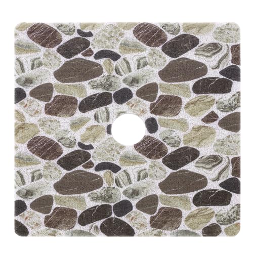 Hombys Non Slip Shower Mat 27x27 in, Shower Floor Mats with Drain Hole, Secure PVC Loofah Mat, Boho Coffee Pebble - color: Coffee Pebble, size: 27" x 27" (Rectangular)
