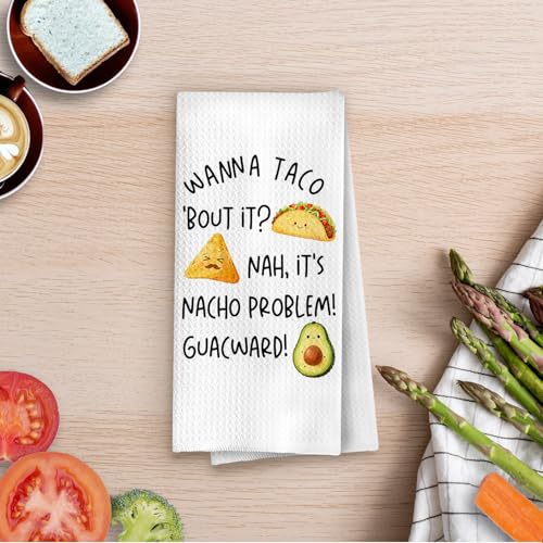 Mexican Gifts Kitchen Towels - Funny Mexican Gifts Decorative Waffle Dish Towels, Taco Themed Gift Hand Towel, Taco Tuesday Gift Tea Towel, 16×24 Inches - color: Foodie- 10