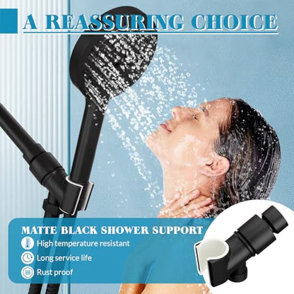 Adjustable Handheld Shower Head Holder Bracket Easy Wall Mount Shower Head Mount for Bathroom Hand Shower All Metal Adjustable Shower Bracket for Connecting Shower Arm and Shower Hose (Black) - color: Matte Black