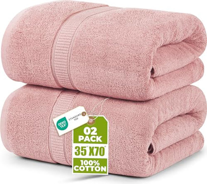 Utopia Towels Jumbo Bath Sheets, 2 Pack, 35x70 in, 600 GSM Cotton, Dusty Pink - color: Dusty Pink, size: 2 Piece Bath Sheet