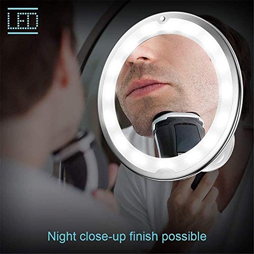 Flexible Gooseneck LED Lighted 10X Magnifying Makeup Mirror with Power Locking Suction Cup, Bright Diffused Light and 360 Degree Swivel, Portable Cordless Travel and Home Bathroom Vanity Mirror