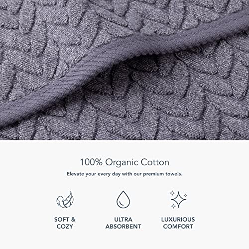 Texere 100% Organic Cotton Jacquard 650 GSM Premium Bath Towel Sets - Extra Absorbent Quick Dry and Plush, 2 Large Bath Towels, 2 Hand Towels, 2 Washcloths (Cable, Excalibur, 6 Piece) - color: Excalibur (Cable)