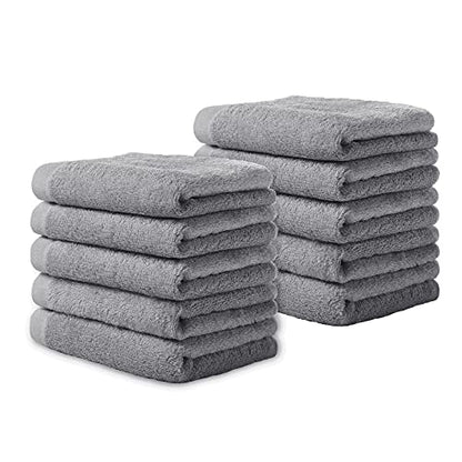 Yoofoss Luxury Washcloths Towel Set 10 Pack Baby Wash Cloth for Bathroom-Hotel-Spa-Kitchen Multi-Purpose Fingertip Towels & Face Cloths Light Grey - color: Light Grey