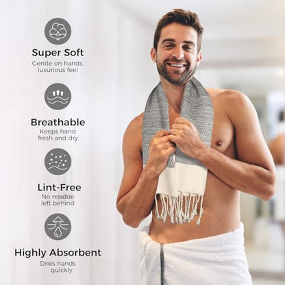 cabanana Hand Towels for Bathroom - 2-Pack,16x40 Inch-100% Cotton,Turkish Bathroom Hand Towels,Super Absorbent & Quick-Dry Soft for Bath, Kitchen, Spa, Face, Hair, Dishcloth (Light Quarry) - color: Z Diamond Light Quarry 16x43