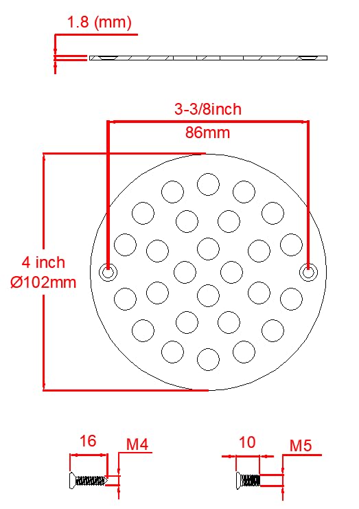 Round 4 Inch Screw-in Floor Drain Cover Replacement Shower Drainer Grate with Screws Chrome - color: Chrome