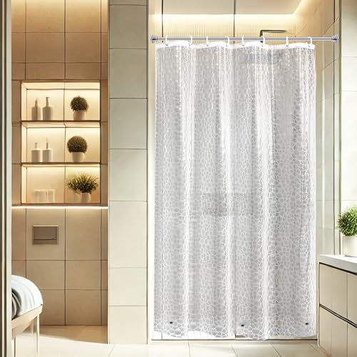 AooHome 48x72 Inch Stall Shower Curtain Liner, EVA 3D Water Cube Narrow Shower Curtain, Water Repellent Shower Liner, Heavy Duty, Semi Transparent - color: Multi Translucent, size: 48"W x 72"L (Pack of 1)