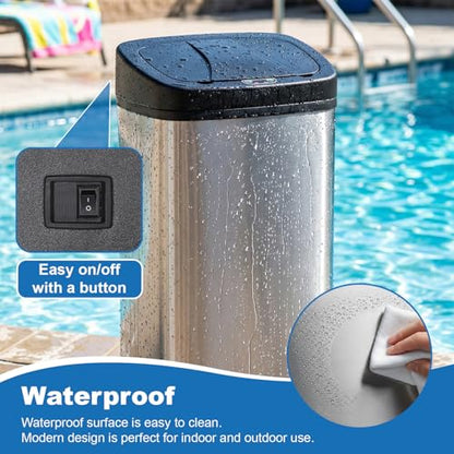 22 Gallon/80 Liter Kitchen Trash Can Motion-Sensor Garbage Can with Lid | Automatic Mute Waste Bin Waterproof Wastebasket for Office,Caravans,Bedroom'Bathroom,Stainless Steel