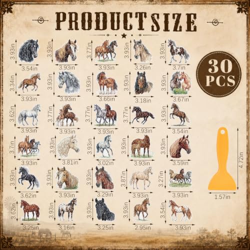 Fullhawl 30 Pcs Horse Non Slip Bathtub Stickers Horse Anti Slip Shower Stickers Shower Floor Nonslip Sticker Applique Adhesive Decals Treads with Scraper for Bathtub Bathroom Floor - style: Horse
