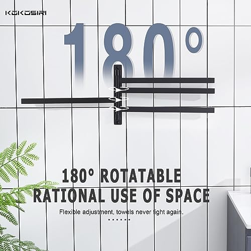KOKOSIRI Bathroom Towel Bars Swivel Towel Rails Matte Black Swing Out Hand Towel Holder 4-Arm for Bath Kitchen Wall Stainless Steel B5007BK-A4 - size: 4-Bar