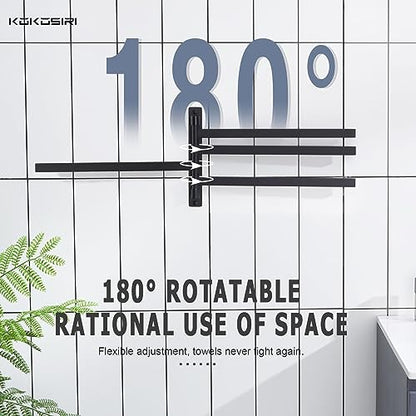 KOKOSIRI Bathroom Towel Bars Swivel Towel Rails Matte Black Swing Out Hand Towel Holder 4-Arm for Bath Kitchen Wall Stainless Steel B5007BK-A4 - size: 4-Bar