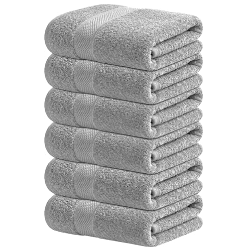 Infinitee Xclusives 100% Cotton Hand Towels for Bathroom - Set of 6 | Ultra Soft, Absorbent & Quick-Drying |16x28 inches| Luxury Hand Towel Set |600 GSM| Gym, Shower, Spa & Hotel Use - color: Charming Grey, size: Hand Towels - 6 Pack