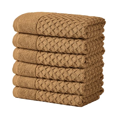 Great Bay Home Hand Towels - 100% Cotton 6 Pack 26x16 Hand Towel Set - Absorbent, Durable, Quick-Dry Towels for Bathroom (Mocha) - color: 16 Mocha, size: Hand Towel (Pack of 6)