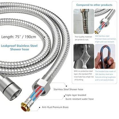 Filtered Shower Head with Handheld, High Pressure 6-Mode Water Softener for Hard Water, 12 Replacement Filters, 75" Anti-Burst Extra Long Hose & Adjustable Bracket for Healthier Skin and Hair