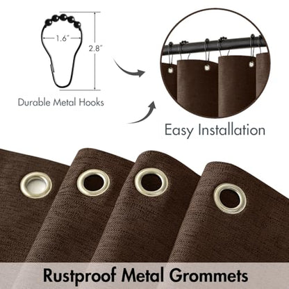 MIULEE Linen Fabric Shower Curtain Brown W72*L72 12 Metal Hooks | Washable, Modern, Heavy Duty, Shower Curtain Set, Waterproof Thick Cloth Shower Curtains, Bathroom Bathtub - color: Brown, size: 72"W x 72"L (Pack of 1)