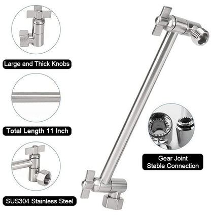 NearMoon Adjustable Shower Arm Universal Connection, Extension Arm, Adjust Angle to Upgrade Shower Experience, Easy to Install, Anti-leak (11 Inch, Brushed Nickel) - color: Brushed Nickel, style: 11 Inch Adjustale