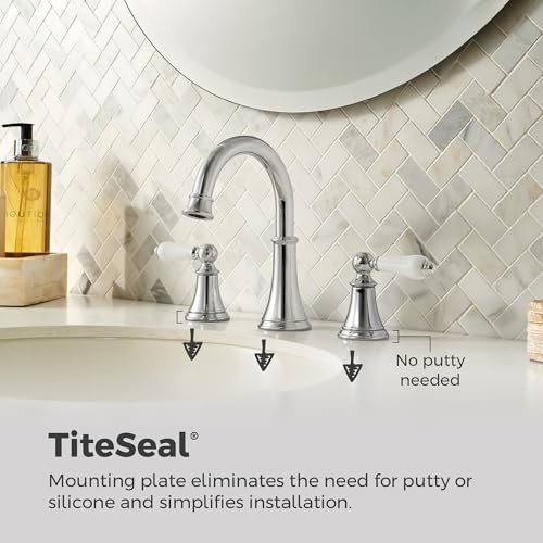 Pfister Courant 8 in Widespread 3 Hole Bathroom Sink Faucet 2 Handle Polished Chrome NSF Certified WaterSense Push & Seal Drain 360 Degree Swivel Spout LF049COPC - color: Polished Chrome, size: (Pack of 1)