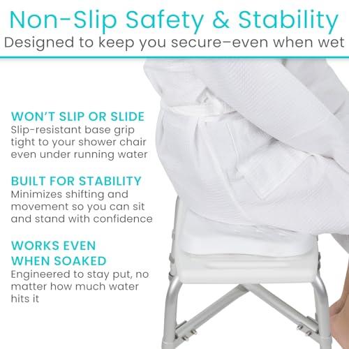Vive Shower Seat Cushion - Comfortable Support for Pain Relief | Waterproof, Soft Padded & Non Slip for Tub Chairs, Transfer Benches, Bath Stool, Bathtubs - for Seniors, Elderly, Handicap
