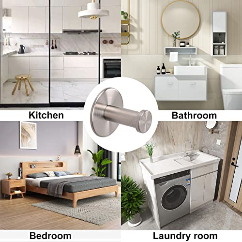 Bath Towel Hooks, 6 Pack Self Adhesive Coat Hooks, Sturdy No Drilling Robe Hook, SUS 304 Stainless Steel Heavy Duty, Wall Hooks for Bathroom Bedroom Kitchen (2 in, Brushed) - color: Brushed-6