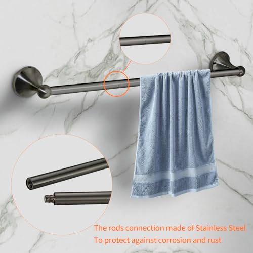 8 Pieces Bathroom Hardware Set Brushed Nickel Adjustable Expandable Towel Bars Towel Ring Wall Mount Toilet Paper Holder Towel Hooks Towel Racks Hand Towel Holder (8 Pcs Black) - color: 8 Pcs Black