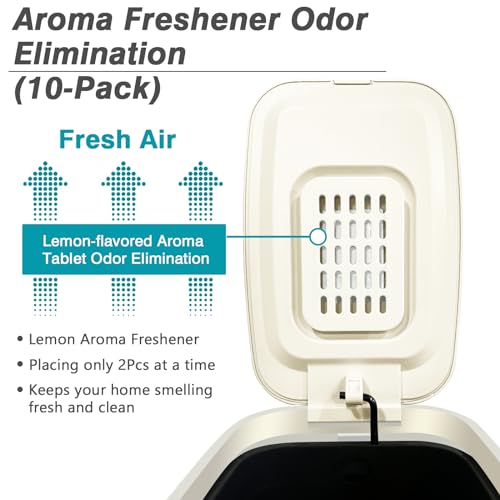 Small Bathroom Trash Can with Air Freshener Soft Close Lid, 6 Liter/ 1.6 Gallon Stainless Steel Garbage Can with Removable Inner Bucket,Step Pedal, Slim Wastebasket for Bedroom, Toilet (Ivory White) - color: Ivory White/1.6 Gal