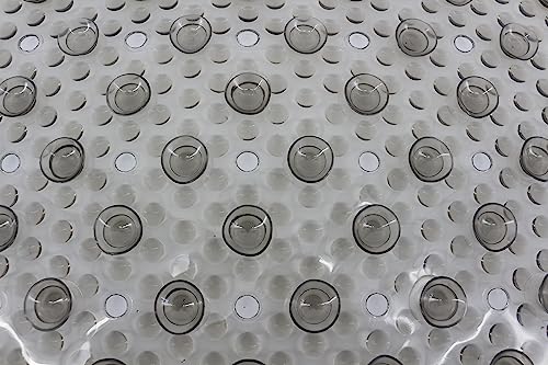 Splash Home Bubble Bathtub Mat Non-Slip, Shower Mat with 167 Suction Cups and Drain Holes Bath Mat for Tub, 27 L x 15 W Inches, Machine Washable, PVC - Grey