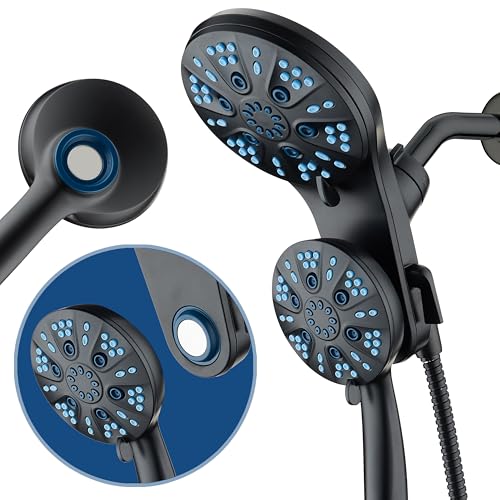 AquaCare Magneton 48-Mode High Pressure Rain & Handheld Shower Head Combo | Space-age Magnetic Guidance Docking, Dual 6-mode Heads with Hygienic Jets, Extra-long 6 ft. Stainless Steel Hose / Black - color: Matte Black