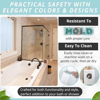 ENKOSI Non-Slip Bath & Shower Mat 40x16 Extra Long, Suction & Drain Holes | Clear Brown look; Durable PVC; 40x16 in, Clear Brown - color: Clear Brown