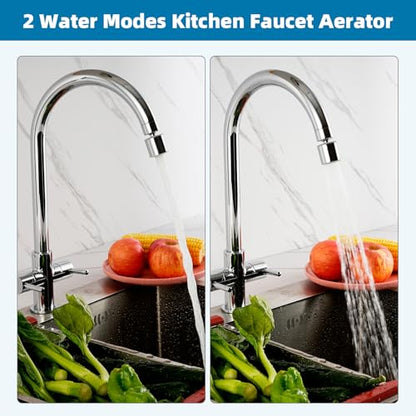 Hibbent NSF/ANSI/CAN 61 & cUPC Certified Faucet Aerator, Chrome | 360° Twist Kitchen Sink Aerator, Dual-function Sink Sprayer Attachment, Faucet Replacement Part 55/64'' Female Thread - color: Chrome, style: Classic 360 Degree Faucet Aerator