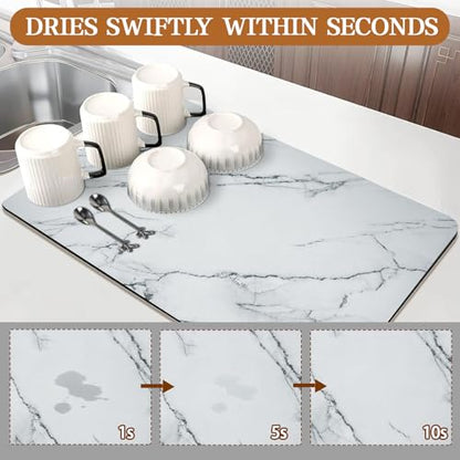 Dish Drying Mats for Kitchen Counter, 24"X16" Coffee Bar Mat for Countertops Heat Resistant Drainer Mat with Non-slip Rubber Backed Large Kitchen Drying Mat Absorbent Draining Mat (Light Gray) - color: Light Gray