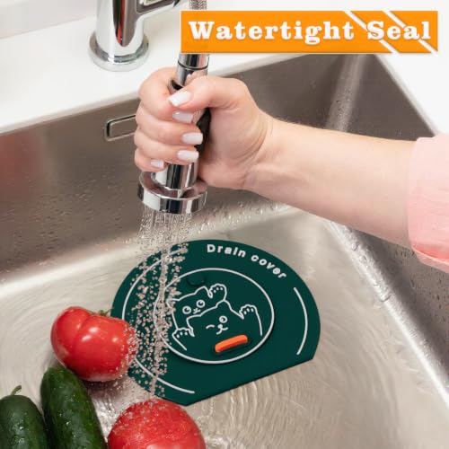 2-in-1 Silicone Bathtub Drain Hair Catcher & Stopper, Flat Suction Drain Cover for Shower Tub Sink Kitchen Laundry, Multi-Hole Filtration Anti-Clog Deodorizing Plug, Universal Fit with Easy Pull Tab