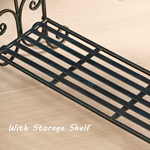 Standing Towel Rack for Bathroom,3-Tier Floor Freestanding Towel Racks with Storage Shelf,Antique Towel Holder Stand-21.75”×13”×38” - color: Retro Black