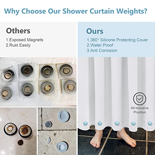VANZAVANZU 5 Pairs Shower Curtain Weights, Silicone Wrapped Magnets, Heavy Duty Magnets Prevent Curtain Liner from Blowing, Rust-Free, Blue - color: Blue, size: 1.2"W x 1.2"L (Pack of 5)