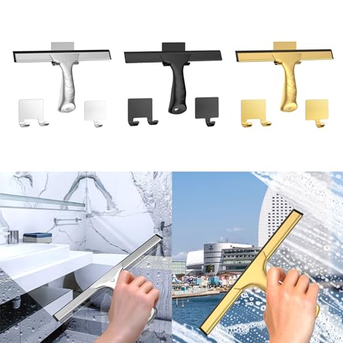 Shower Squeegee Stainless Steel Glass Window Squeegees for Bathroom Door Car Glass with Hook Wiper Cleaner Household Shower Squeegee - color: A