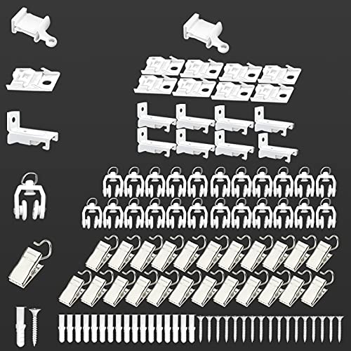 KOLAKO Curtain Track Accessories for Curtain Track Ceiling Wall Mount 10Ft, White Curved Curtain Rail Hardware Set – Track Glider Roller, Hooks Clips - color: White Curtain Track Accessories, size: 10ft accessories kit