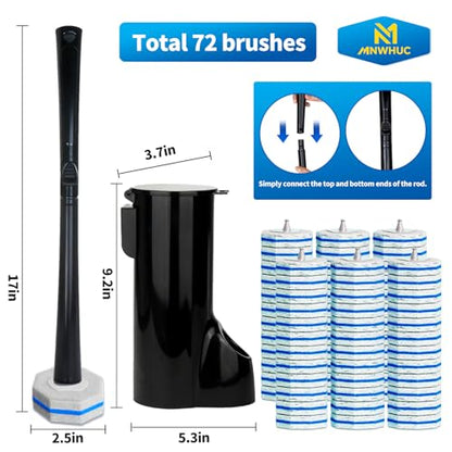 2 Pack Disposable Toilet Brush and Holder Set,Extended Handle with 72 Cleaner Refills Toilet Brush for Toilet Bowl Cleaners,Bathroom Cleaning, Bathtub.Disposable Toilet Cleaning System - style: 2 Pack Toilet Brush+72 refills